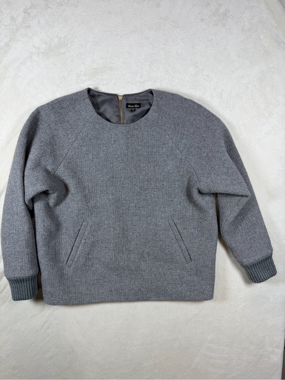 Steven Alan Size Small Made in USA Wool Blend Gray Crewneck Jacket Blazer